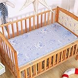 Handfly Baby Summer Cool Sleeping Mat,Breathable Ice Silk Mattress Pads,Toddler Crib Cot Cozy Nap Pads,Infant Bed UnderPads,Mat Or Mat Set(Mat+Pillow),Size 12063cm,Kwaii Rabbit Print.