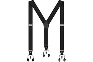 Mens Suspenders Heavy Duty Suspenders for Men with Convertible Clips & Leather Button End Elastic Mens Braces for Pants