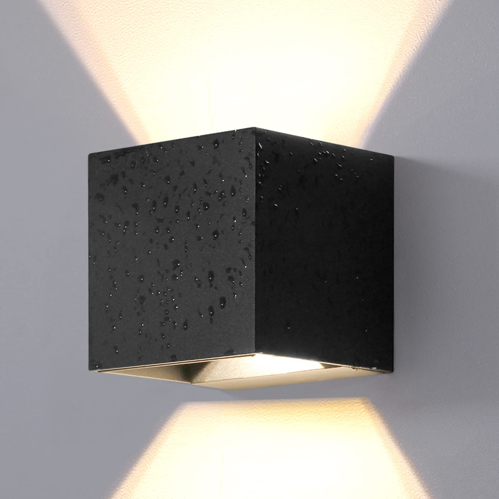DAWALIGHT Outdoor Wall Lights Mains Powered, Up Down Outside Lights LED 12W 3000K Warm White, IP65 Waterproof Adjustable Wall Sconce for Garden Patio House Hallway Bedrooms, Aluminum, Black