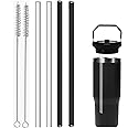 Replacement Straws for Stanley, 4Pack Reusable Glass Drinking Straw with Cleaning Brush Compatible with Stanley IceFlow 30oz Tumbler Stanley Flip Straw Tumbler (4* Straws for IceFlow Tumbler)