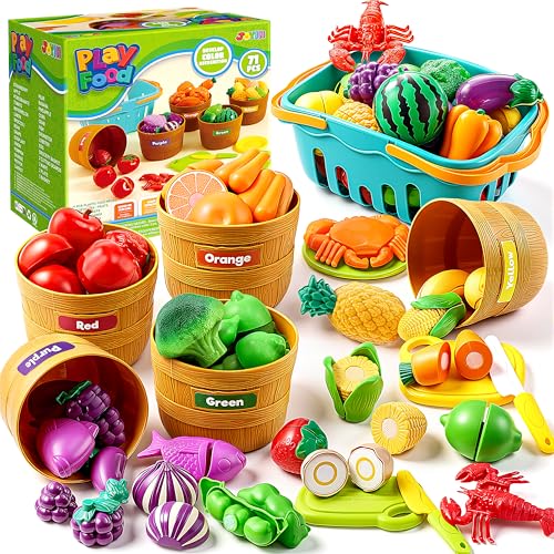 JOYIN Learning Toys Play Food Set for Kids, Cutting Food for Preschool