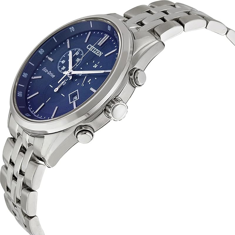 Herren Chronograph Eco-Drive Armbanduhr mit Edelstahl Armband