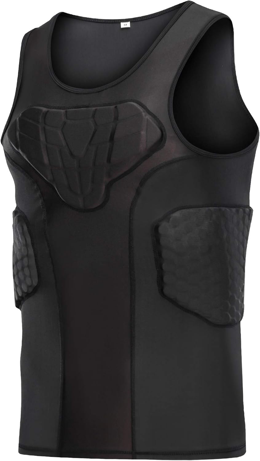 TUOY Men's Padded Compression Tank 4 Pad Protective Underwear for Football Basketball Black : Sports & Outdoors