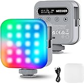NEEWER Basic Magnetic RGB Video Light, 360° Full RGB Mini LED Camera Light CRI96+ 2500-9000K 18 Scenes 3 Cold Shoes & 1/4", 2