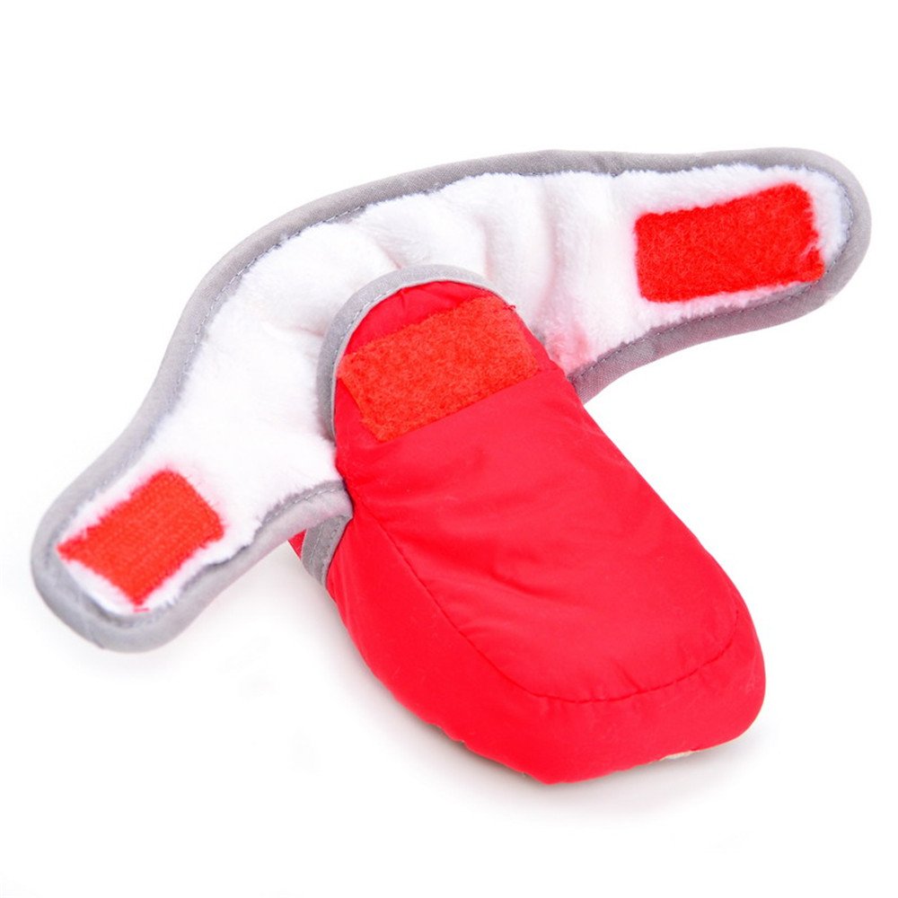 Estamico Baby Boys Girls Hook and Loop Winter Warm Boots Crib Shoes Red 6-12 Months