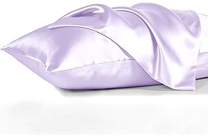 KINMEROOM Satin Pillowcase for Hair and Skin, Luxury and Soft Pillowcases 2 Pack, King Size Pillow Cases Set of 2, Light Purple Pillow Covers with Envelope Closure (20x40)