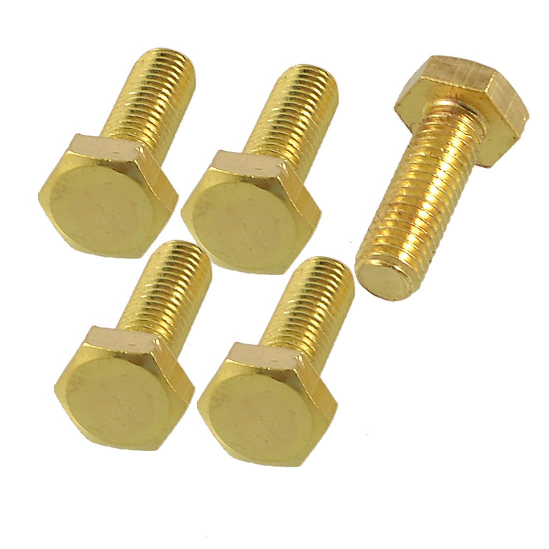 uxcell 5 Pcs Gold Tone Solid Brass Hex Head Screw Bolts Fasteners 10mm