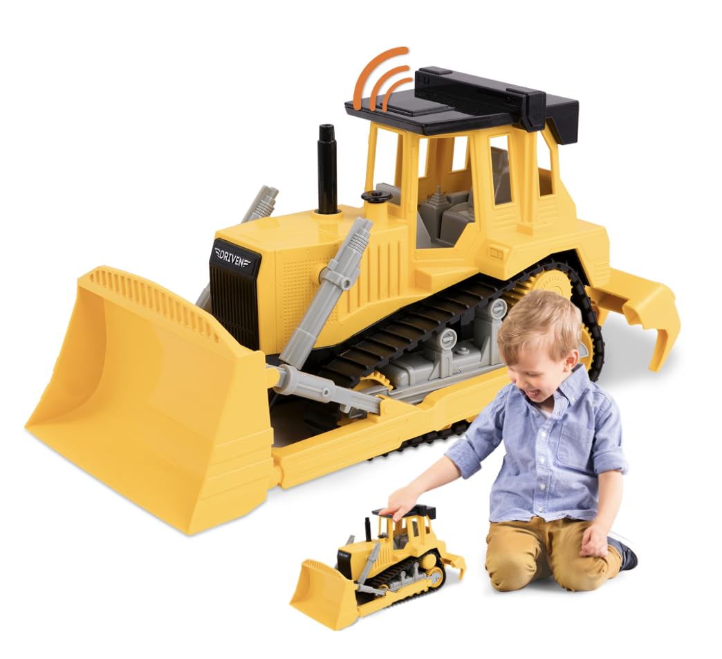 Driven by Battat – Large 17 Inch Bulldozer Toy for Kids – Heavy-Duty Construction Vehicle with Movable Blade & Tracks – Realistic Design for Sandbox or Indoor Play – Ages 3+