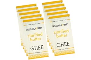 Original Grass-Fed Classic Ghee Butter by Indian Milk & Honey Handmade, Locally Sourced, Lactose, Gluten & Casein Free – Convenient & Portable Ghee Clarified Butter - 0.5 Ounce Sachets (Pack of 10)
