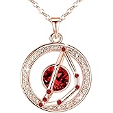 Leafael "Superstar Zodiac Constellation Pendant Necklace Made with Premium Crystal Horoscope Jewelry, Gold or Rose Gold Plated, 18"+ 2"