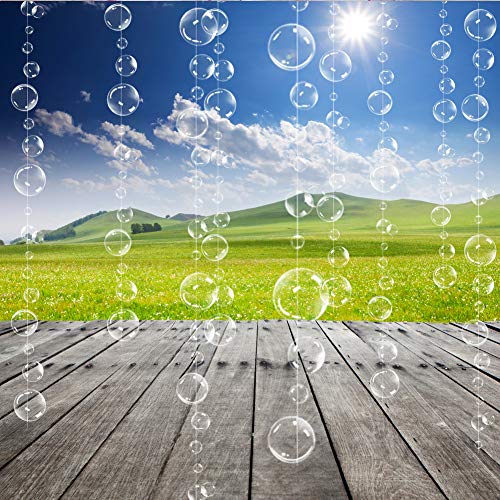 White Transparent Bubble Garlands for Party Decorations Hanging Floating Bubbles Cutout Streamer Background for Mermaid Under The Sea Birthday Home Kids Room Prom Wedding Baby Shower Decor (White)