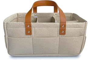 PILPOC KC Diaper Caddy Organizer – Foldable Rectangular Baby Basket with Adjustable Dividers, Sturdy Handle, Portable, Perfect for Nursery, Car, Baby Shower Gifts