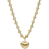 18K Gold Plated Pendant Byzantine Link Chain Necklace 18 Inch with Layered Chain