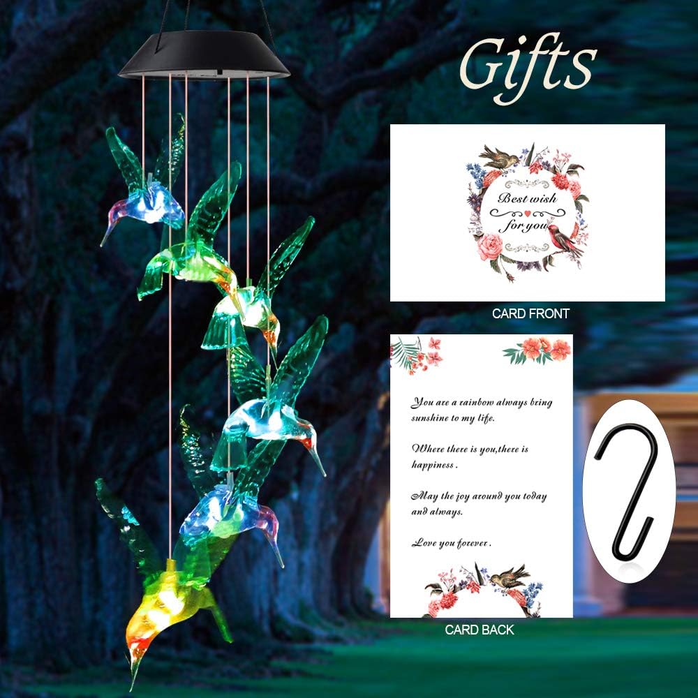 zhengshizuo Wind Chimes Outdoor, Gifts for mom, Solar Wind Chimes, Hummingbird Wind Chimes, Glowing Wind Chimes, Outdoor Decor, mom Gifts, Gardening Gifts, Grandma Gifts, Plastic Hangers Wind Chimes Solar : Garden & Outdoor