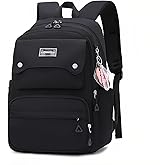 Armbq Black Girls School Backpack,Kids Backpack for Teen Girls Elementary Middle School Bookbag Multi-pocket Fashion Daypack