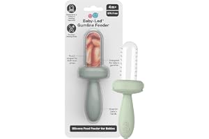 ezpz Baby-Led Gumline Feeder (Sage) - Silicone Fruit Feeder for Infants 4 Months + - Baby Feeding Essentials - BLW Tools - Works Best with Compatible Ice Tray (Sold Separately)