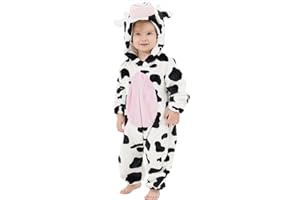 LONULAIN Unisex Baby Animal Costume Pajamas, Infant Flannel Hooded Halloween Romper Cosplay Costume/Homewear/Sleepwear