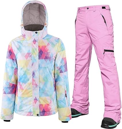 Amazon Co Jp Qazon レディース 防水登山スーツ防風女子スキースーツベニヤダブルスノーボードジャケットとパンツスーツ アウトドアファッション暖かいです Color 4 Size S ホーム キッチン
