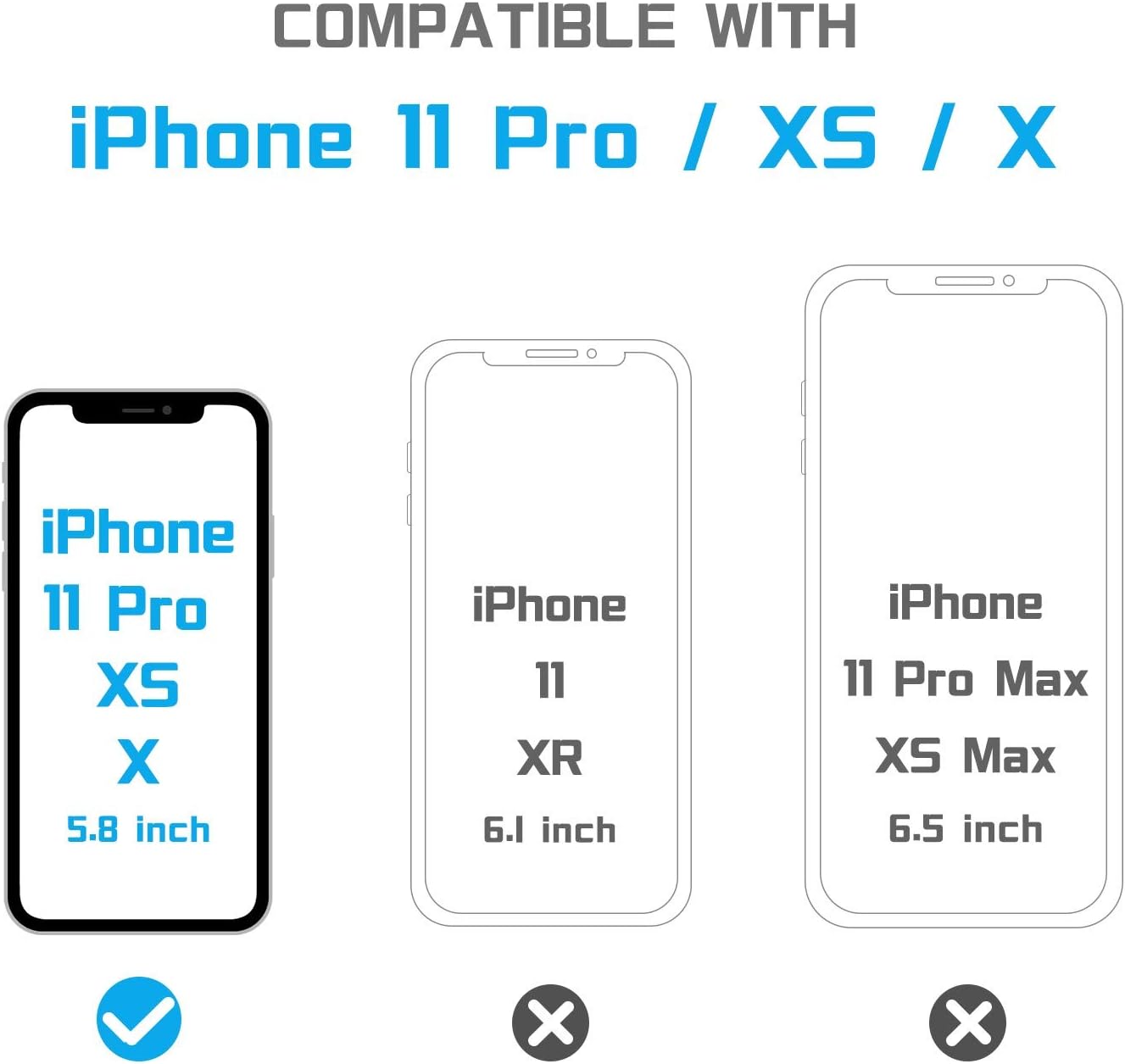 MANTO 3-Pack Screen Protector for iPhone 11 Pro and iPhone Xs X 5.8 Inch Full Coverage Tempered Glass Film Edge to Edge Protection, Black
