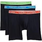 Tommy Hilfiger Mens Cotton Stretch 3-Pack Boxer Brief Desert Sky/Shocking Blue/Primary Green/Deep Orange Wb Medium