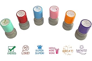 WAFJAMF Pack of 6 Sorted Teacher Stamp Teachers Self-Inking Rubber Stamps Teacher Review Photosensitive Stamps Colorful Behavior Stamps for Education Like-6pcs