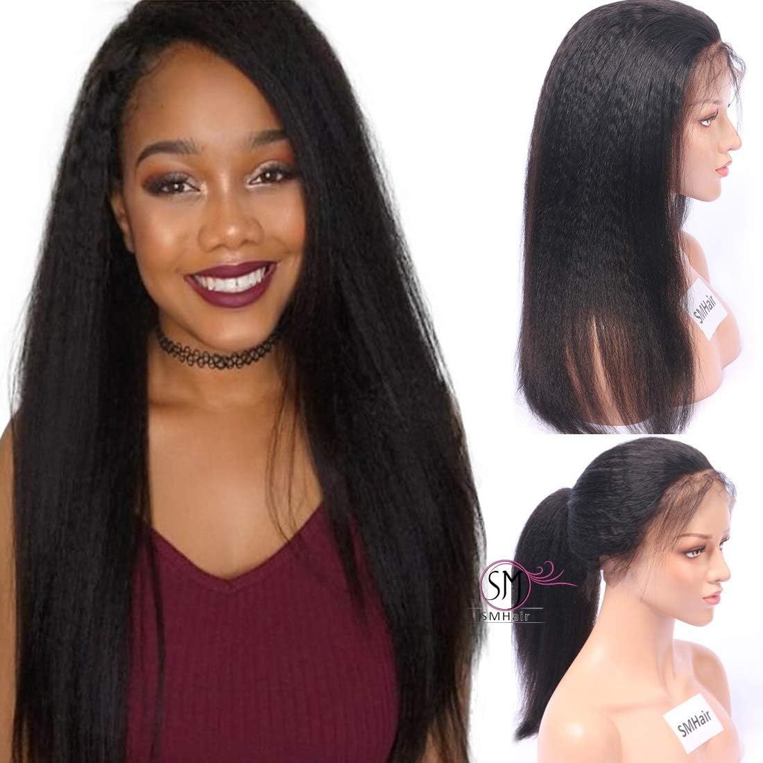 13×6 Deep Part Human Hair Lace Front Wigs Pre Plucked 150% Density SMHair Glueless Brazilian Virgin Wigs for Black Women Human Hair Natural Color 12inch