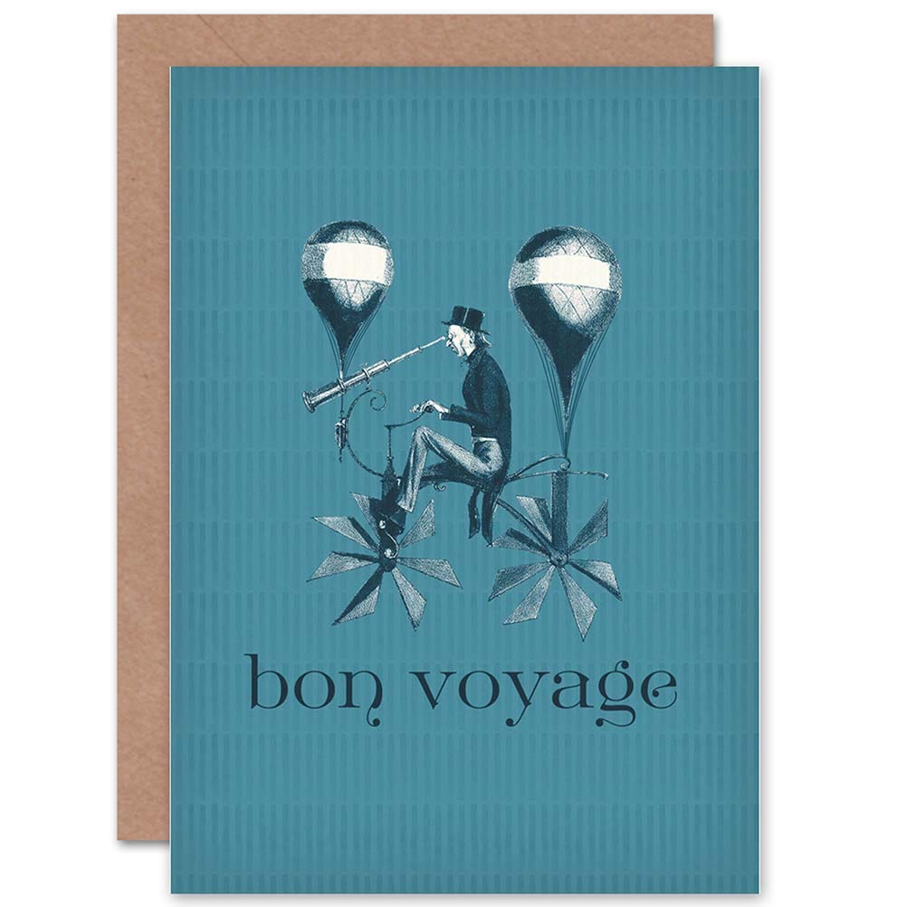 Wee Blue Coo CARD GREETING BON VOYAGE MAD FLYING MACHINE GIFT