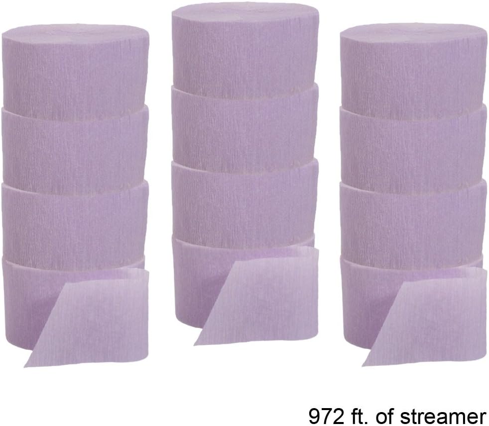 Crepe Paper Party Streamer Decorations 12-81 Foot Rolls for Party Wedding Shower DIY (Lavender)