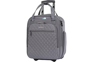 EMPSIGN Underseat Carry On Wheeled - 16" Carry on Bag with Wheels Multi-functional Lightweight Rolling Bag Overnight Weekender Small Suitcase for Women Men Travel Business, Dark Grey