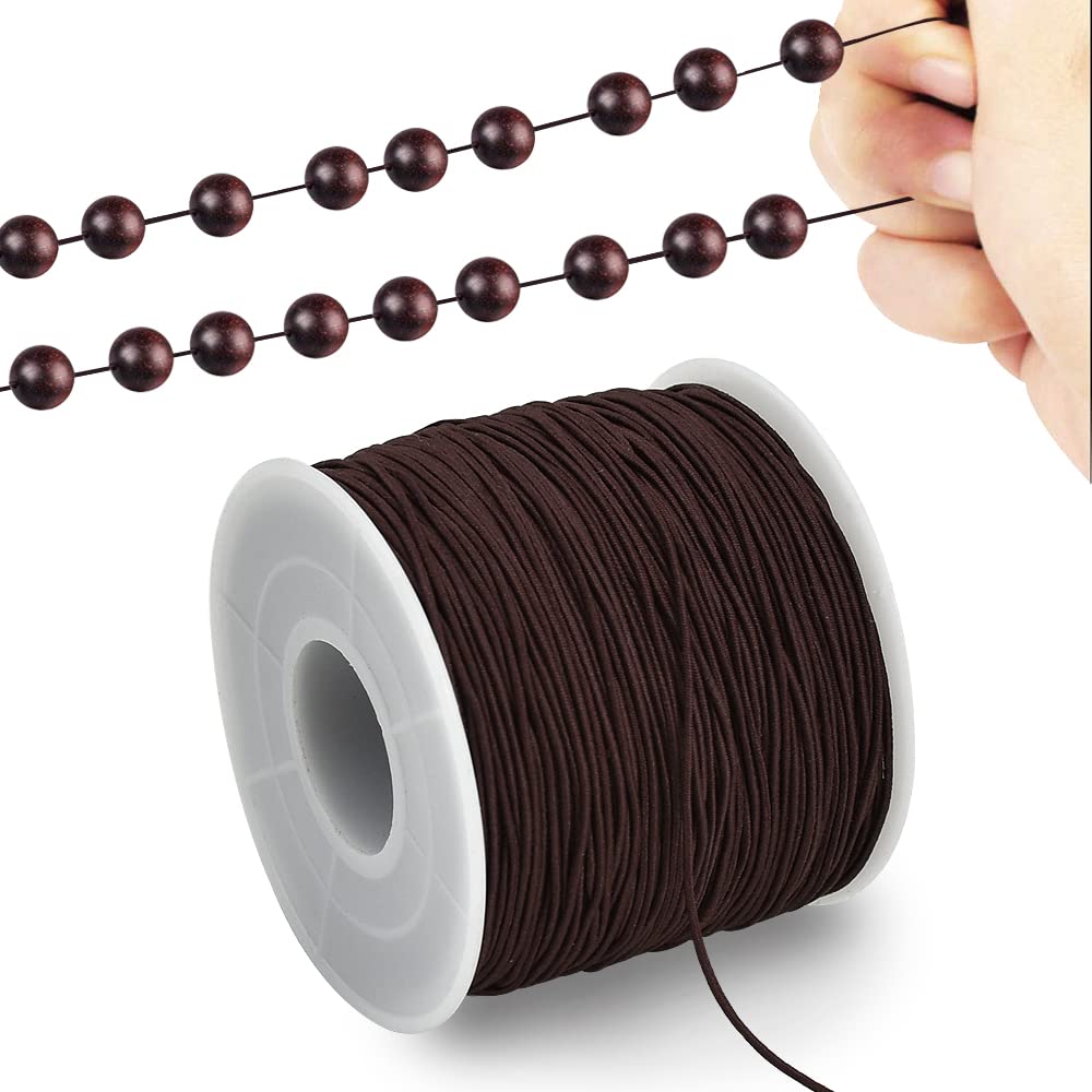 TONIFUL 1mm x 110 Yards Brown Elastic String for Bracelet Jewelry Making, Stretchy Cord for Bracelets, Rattail Macrame Necklaces Bulk Beading Thread Kumihimo