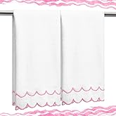 Hahafelt 2 Pcs Scalloped Hand Towels 100% Cotton Fingertip Towels for Bathroom 15.75 x 27.56 Inch 600 GSM Cute Soft Absorbent Embroidered Decorative for Home Hotel(Pink,Classic)