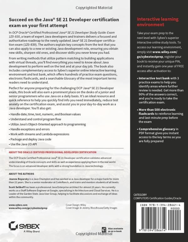 OCP Oracle Certified Professional Java SE 21 Developer Study Guide: Exam 1Z0-830 (Sybex Study Guide)