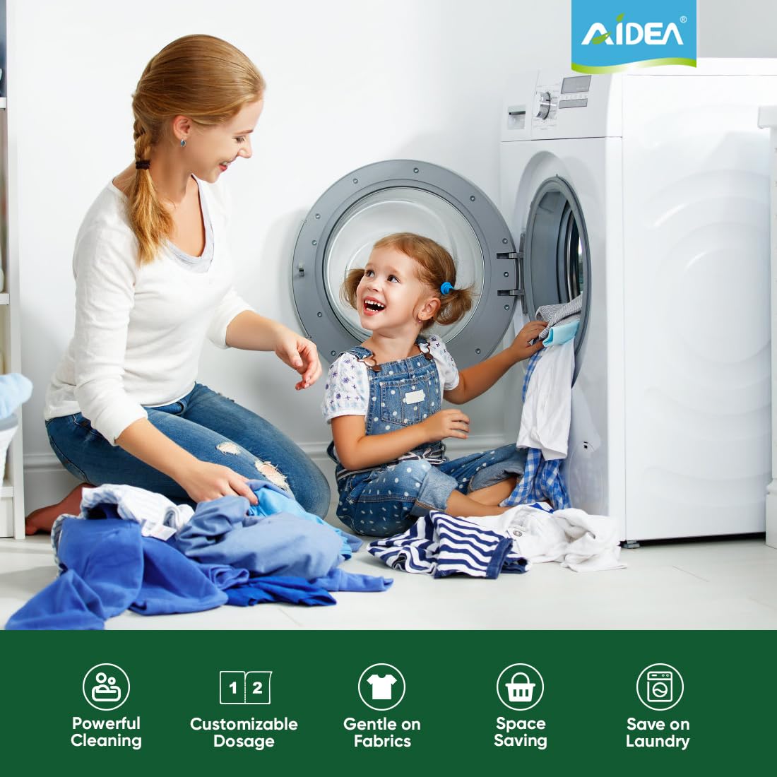 AIDEA Laundry Detergent Sheets, Washer Sheet Detergent, No Plastic Jug, Laundry Soap Sheet For Travel, Home Washing, Fresh Scent-(160 Loads) 80 Sheets
