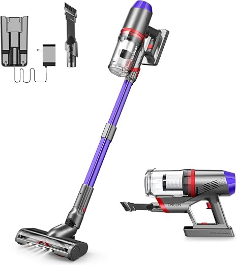 Amazon Com Cordless Vacuum Cleaner Onson Powerful Suction Stick Vacuum 4 In 1 Handheld Vacuum For Home Hard Floor Carpet Pet Hair Lightweight