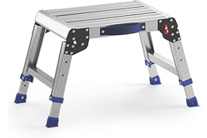 Loyoda Folding Step Stool for Adults, Aluminum Work Platform Adjustable Height, Lightweight and Durable Portable Outdoor Aluminum Step Stool Foldable, Maximum Load Capacity of 440 Pounds.