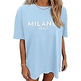 Oversized Tshirts for Women Trendy Graphic Tees Vintage Summer Short-Sleeve Preppy Shirts Casual