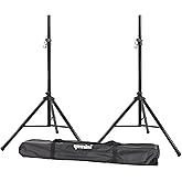 Gemini Sound ST-Pack Heavy Duty Professional Audio Universal DJ Fold-Out Telescoping Tripod Steel Speaker Stands (Set of 2), Up to 80" Inches Tall, 200lb Weight Capacity with Carry Bag Included,Black