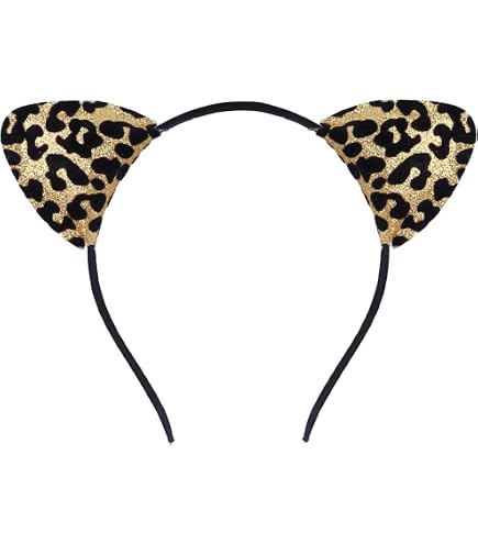 Amazon.com : AIDVPOD Gold Leopard Headband Glitter Cat Ears  display picture 3