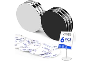 LOVIMAG Neodymium Magnets Strong, Rare Earth Magnets Heavy Duty with Double-Sided Adhesive for Fridge, Craft, Whiteboard and Office - 1.26 inch x 1/8 inch, Pack of 6 (3 Black, 3 Silver)