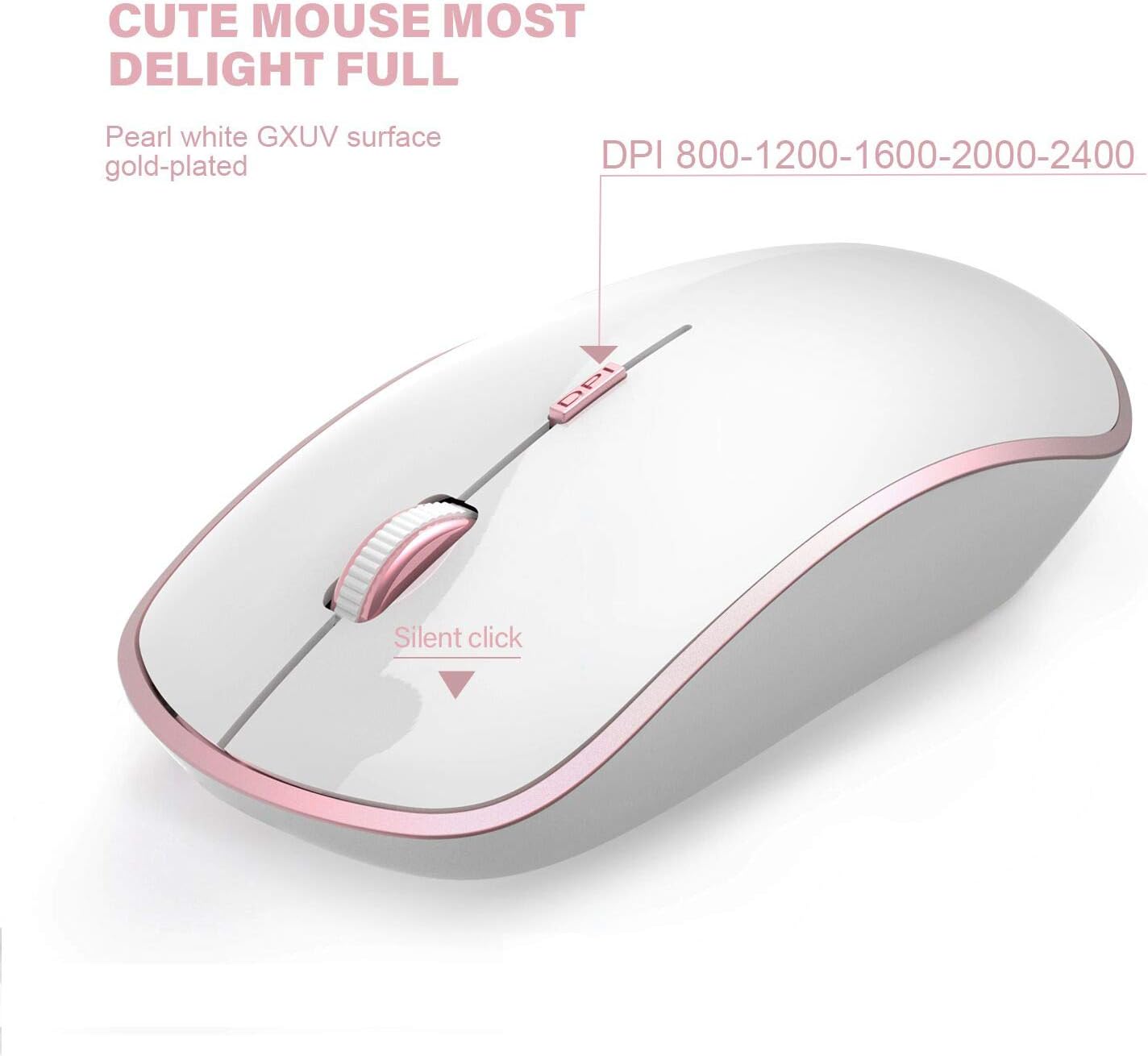 Wireless Keyboard and Mouse Combo, Stylish Compact Full-Size Keyboard and 2400 DPI Stream-line Optical Mouse for PC, Desktop, Computer, Notebook, Laptop, Windows XP/Vista/7/8/10 by JOYACCESS-Pink: Computers & Accessories
