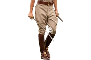 Craft Lovers Men/Women 40s Military Polo Style Light Khaki Jodhpurs Pants Equestrian Horse Riding Beige Breeches Polo Pants