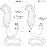ANGUANSE Nunchuck Controller Joystick Gamepad Replacement for wii Nunchuck Controller, Compatible with Nintendo Wii & Wii U Video Game Gamepads. (White 2PCS)