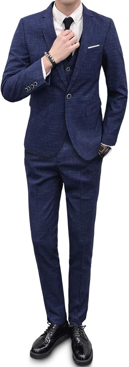 Amazon Co Jp スーツ メンズ フォーマルスーツ 礼服 1つボタン メンズ ビジネス カジュアル スリーピース スーツ ベスト付き パーティー メンズスーツセット セットアップ 春夏 秋冬 オシャレスリム 1668 ブルー Xl 服 ファッション小物