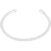 Waitsoul Sparkling/Rope/Box Bracelet for Women Men 2mm 2.5mm 3mm 5mm Diamond-Cut Silver/Gold Sparkling/Box/Rope Chain Bracelet for Gril 6.5/7/7.5/8/8.5/9 Inch