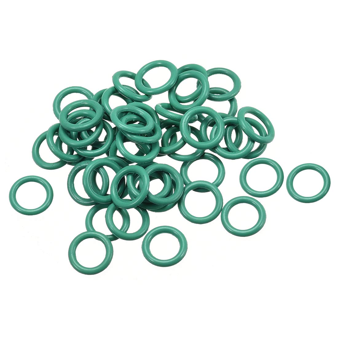 sourcingmap Fluorine Rubber O-Rings, 6mm OD 4mm ID 1mm Width FKM Seal Gasket for Machinery Plumbing, Green, Pack of 50