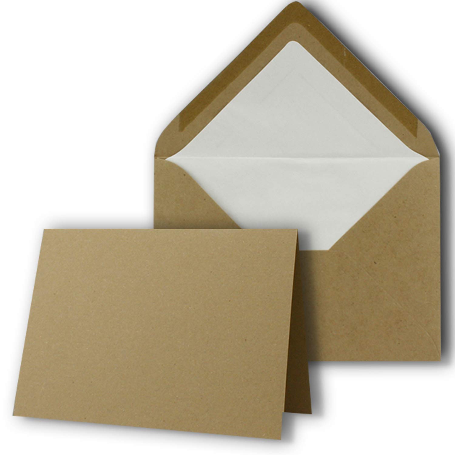 50 sets - large card package with 50 folding cards & 50 envelopes - 10.5 x 14.8 cm - DIN A6 C6 - Kraft -