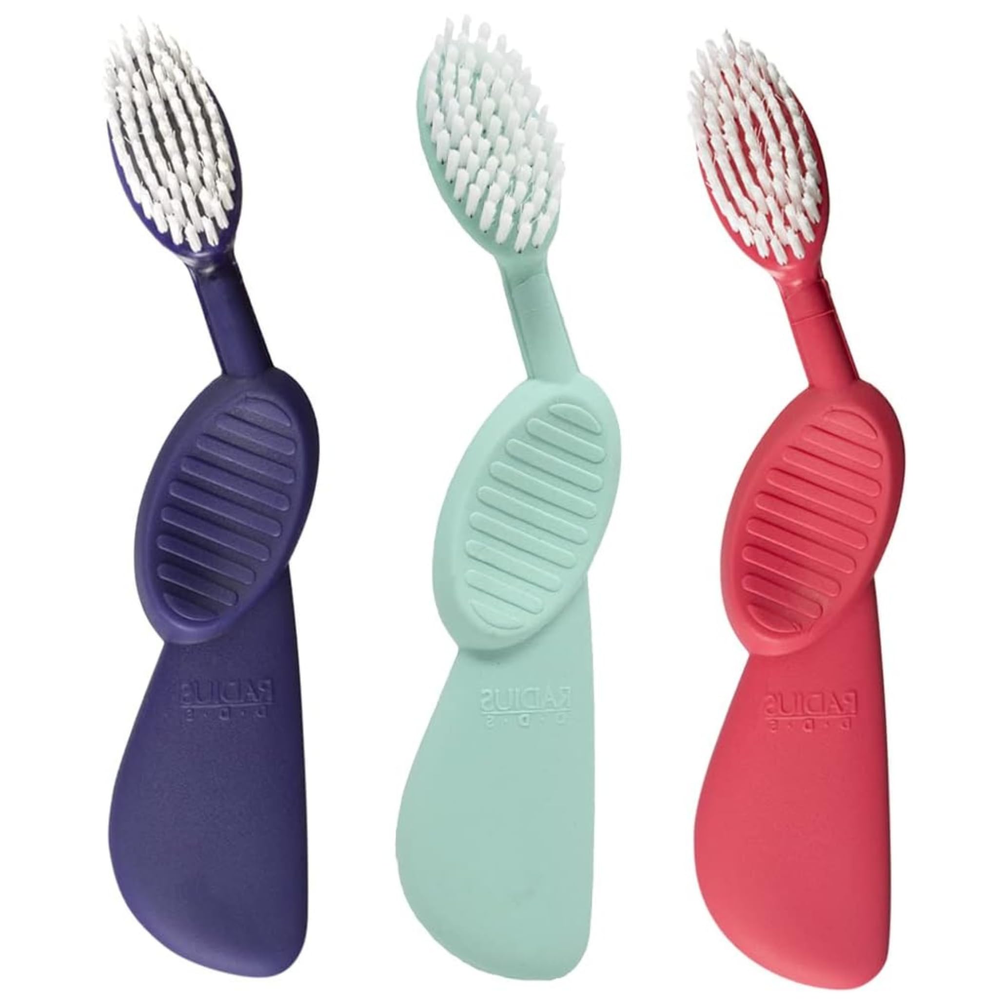 Radius Toothbrush Flex Brush, Left Hand - 3 Pack in Assorted Colors, BPA Free and ADA Accepted, Designed to Improve Gum Health and Reduce The Risk of Gum Disease