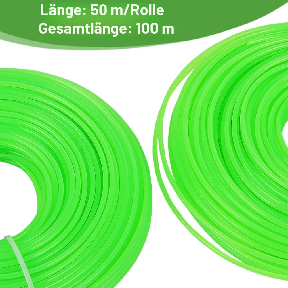 2,0 mm Nylon Mähfaden, 100m Grün Runde Trimmerschnur Starke Trimmerfaden 4