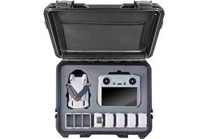 INNVO Waterproof Hard Case for DJI Mini 4 Pro Fly More Combo RC-N2, Compatible with DJI Mini 3 / Mini 3 PRO, Rugged Protective Carrying Case with Insert Foam, Rubber Handle and Mesh Pocket Black
