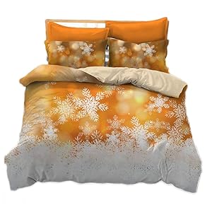 ADASMILE A & S Duvet Cover Set King Size Christmas Theme Snowflake Pattern Holiday Bedding Set Comforter Cover(1 Duvet Cover+2 Pillowcases)